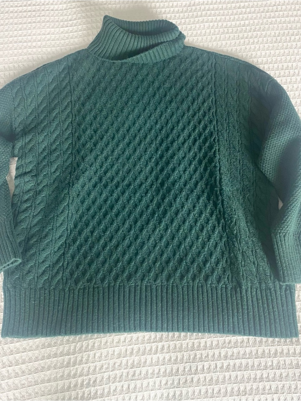 Ann Taylor Forest Green Cable Knit Turtleneck Sweater